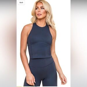 Kamo Fitness Ellyn Crop Top/Sports Bra Charcoal Gray “inkwell” Medium Padded